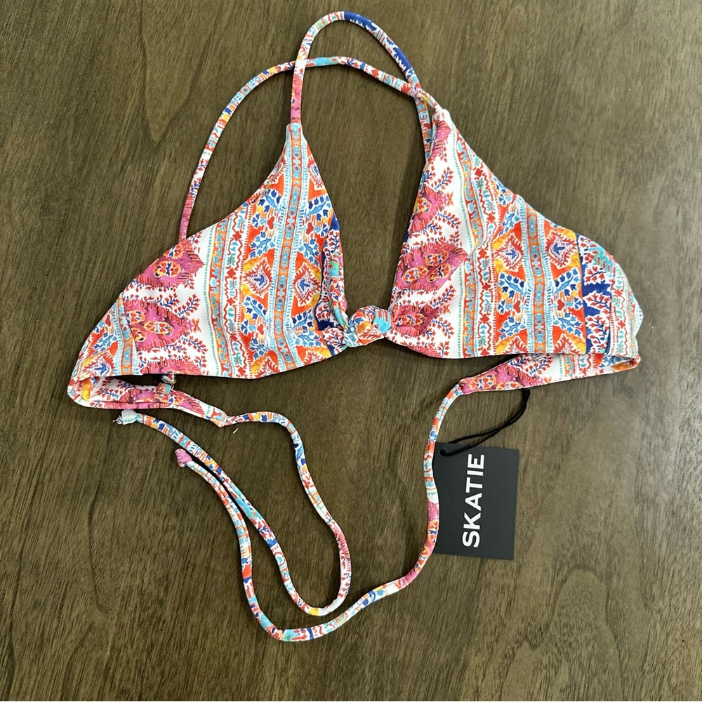 Skatie Multicolor Patterned Bikini Top